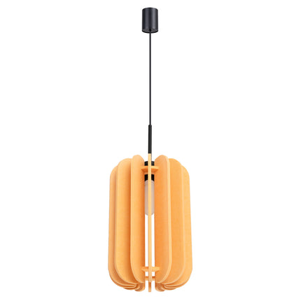 suspension lamelles de feutre 27 cm jaune et noir, packshot sur fond blanc