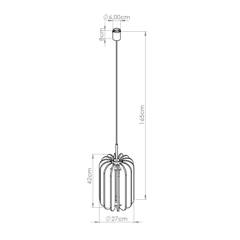 Dimensions Suspension Lamelles de Feutre 27 cm Jaune et Noir