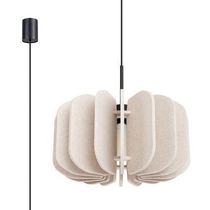 suspension lamelles de feutre 45 cm beige et noir, vue produit