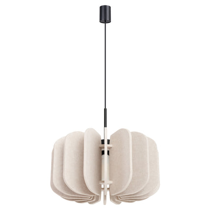 suspension lamelles de feutre 45 cm beige et noir, packshot sur fond blanc