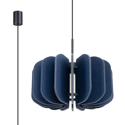 suspension lamelles de feutre 45 cm bleu marine et noir, vue produit