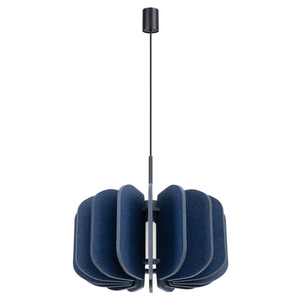 suspension lamelles de feutre 45 cm bleu marine et noir, packshot sur fond blanc