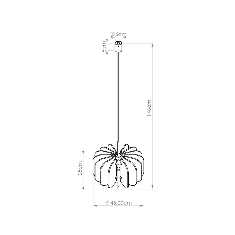 Dimensions Suspension Lamelles de Feutre 45 cm Bleu Marine et Noir