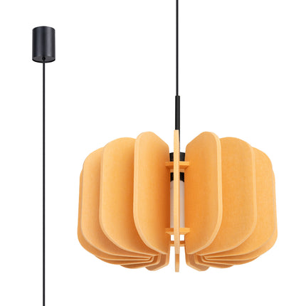 suspension lamelles de feutre 45 cm jaune et noir, vue produit