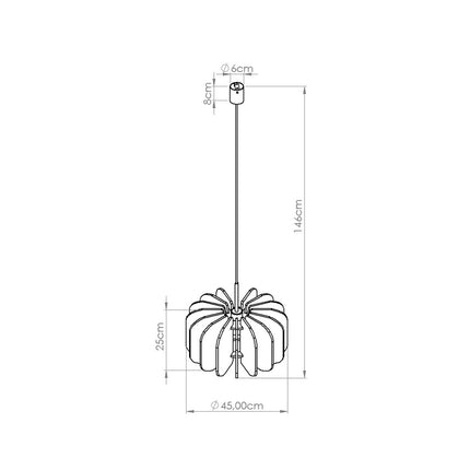 suspension lamelles de feutre 45 cm jaune et noir, schéma de cotes