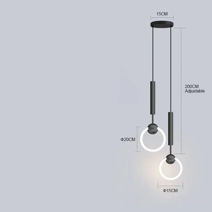 Suspension LED à anneaux nordique en lumière blanc froid
