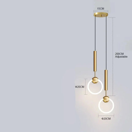 Suspension LED à anneaux nordique dans une chambre