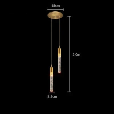 Suspension LED cristal longue nordique créant une ambiance moderne