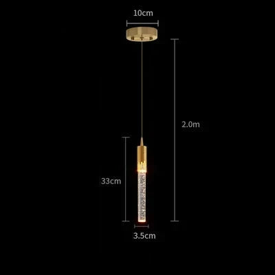 Suspension LED cristal longue nordique diffusant une lumière verticale