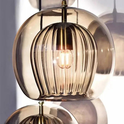 Suspension LED double verre nordique dans une chambre