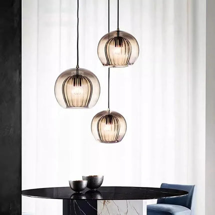 Suspension LED double verre nordique teinte transparente