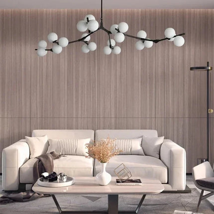 Suspension LED nordique branches d'arbre en composition sculpturale