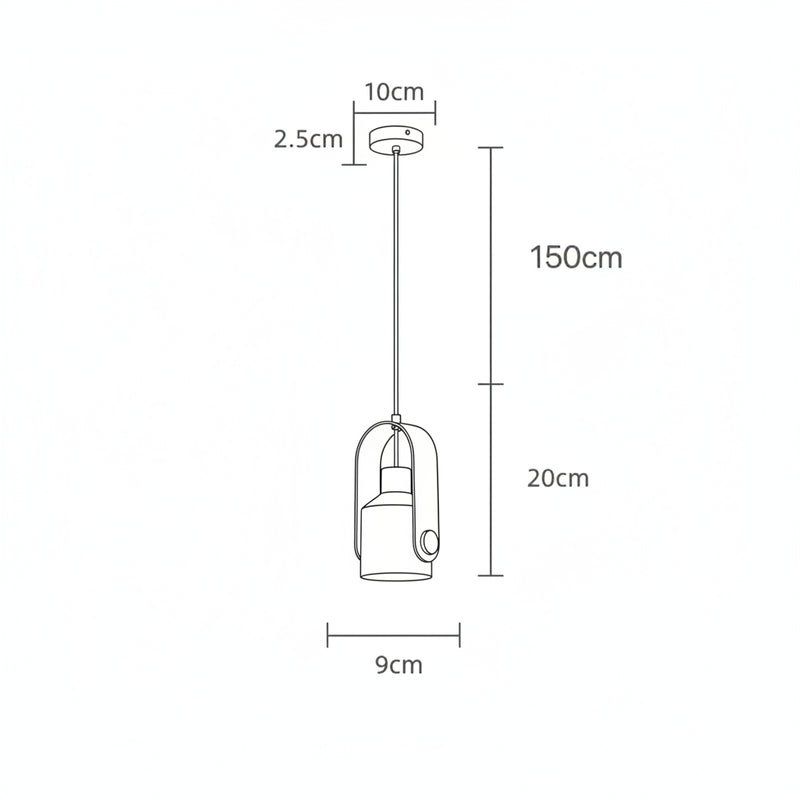 Dimensions Suspension LED Réglable Nordique Bois et Fer