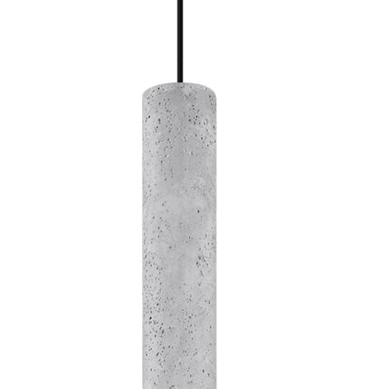 Suspension Ligne Béton 1, tube en béton brut sur câble noir, éteinte