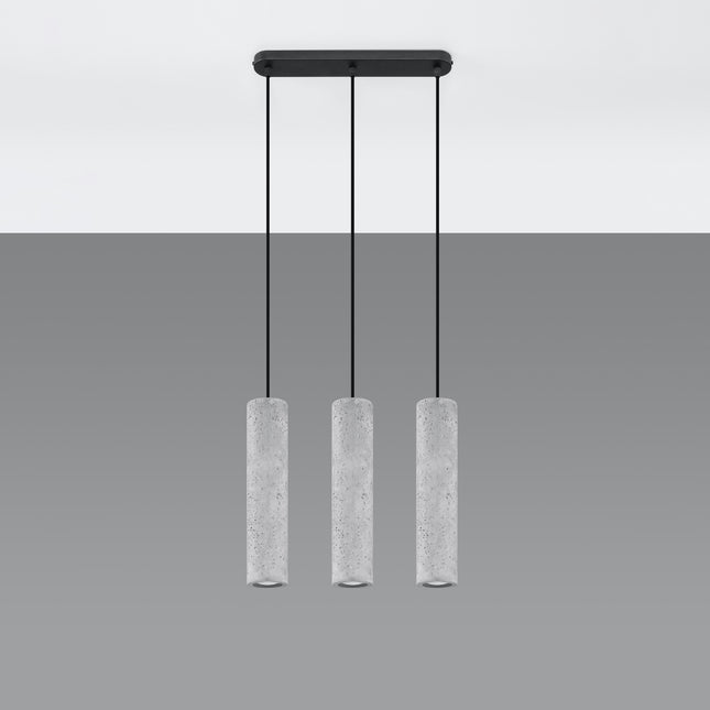 Suspension Ligne Béton 3 fixée au plafond, vue d'ensemble, éteinte