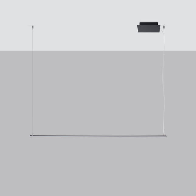 Suspension Ligne Minimaliste 120 cm en aluminium noir, barre linéaire suspendue, vue studio