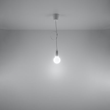 Détail du câble et de la rosace de plafond de la suspension Ligne Pure blanche
