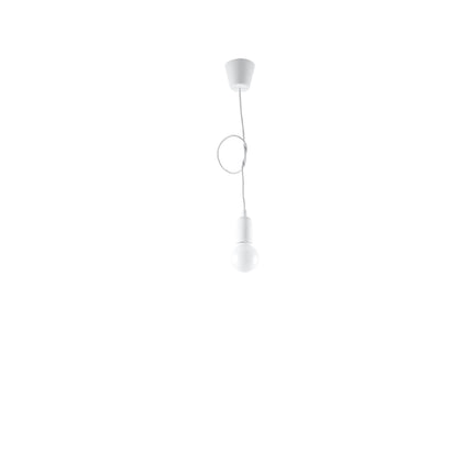 Détail de la douille et du câble blancs de la suspension Ligne Pure