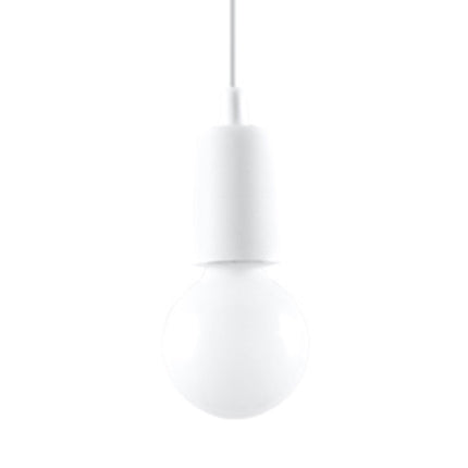 Suspension Ligne Pure blanche, ampoule E27 apparente sur câble blanc