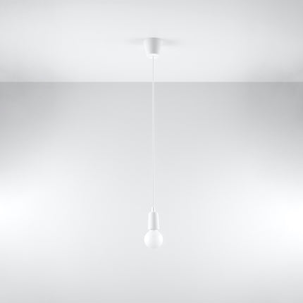 Suspension Ligne Pure blanche suspendue au plafond, ampoule éteinte