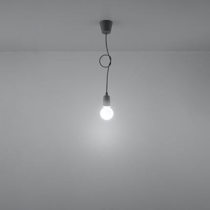 Détail du câble et de la rosace de plafond de la suspension Ligne Pure grise