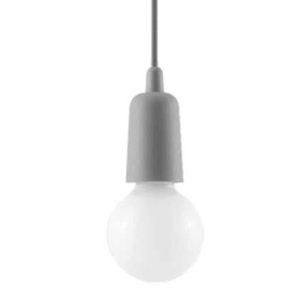 Suspension Ligne Pure grise, ampoule E27 apparente sur câble gris