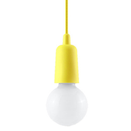 Suspension Ligne Pure jaune, ampoule E27 apparente sur câble jaune