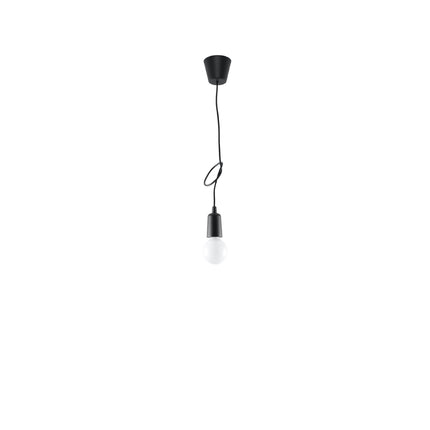Détail de la douille et du câble noirs de la suspension Ligne Pure