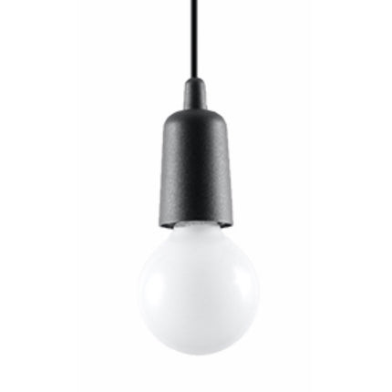 Suspension Ligne Pure noire, ampoule E27 apparente sur câble noir
