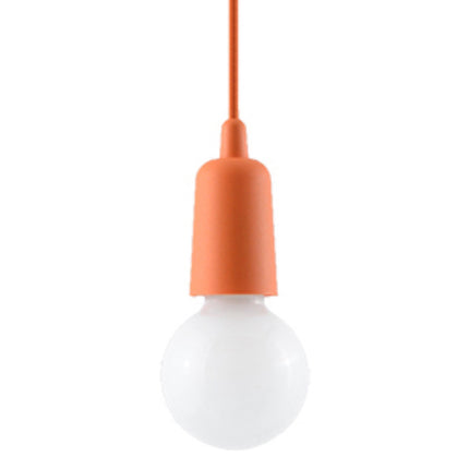Suspension Ligne Pure orange, ampoule E27 apparente sur câble orange