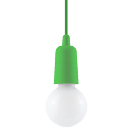 Suspension Ligne Pure verte, ampoule E27 apparente sur câble vert