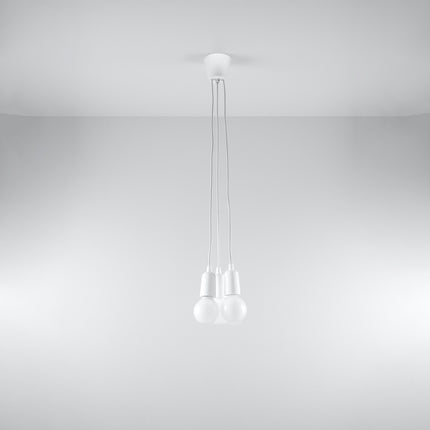 Suspension Ligne Pure blanche 3 lampes suspendue au plafond, éteinte