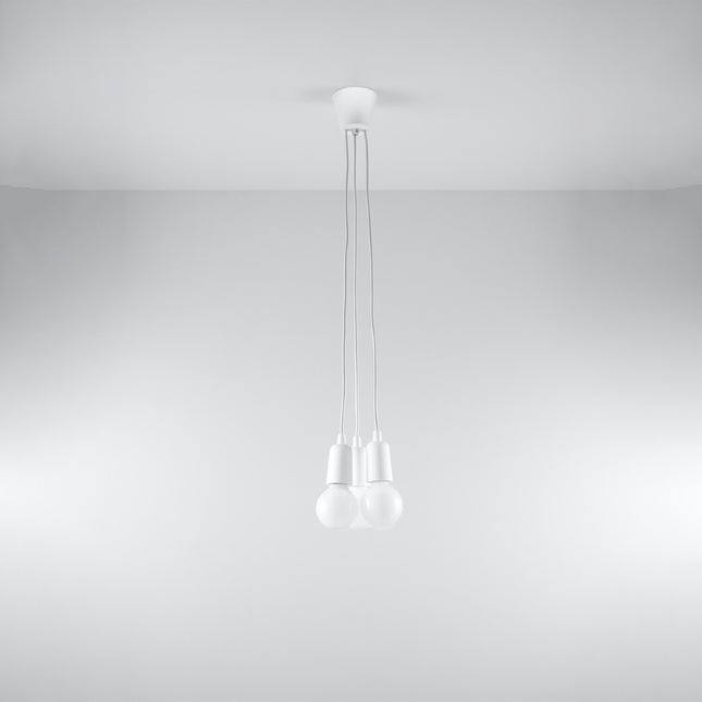 Suspension Ligne Pure blanche 3 lampes suspendue au plafond, éteinte