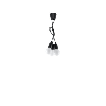 Détail de la grappe de trois douilles noires de la suspension Ligne Pure