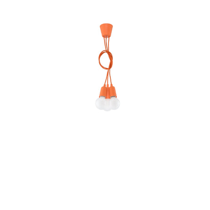 Détail de la grappe de trois douilles orange de la suspension Ligne Pure
