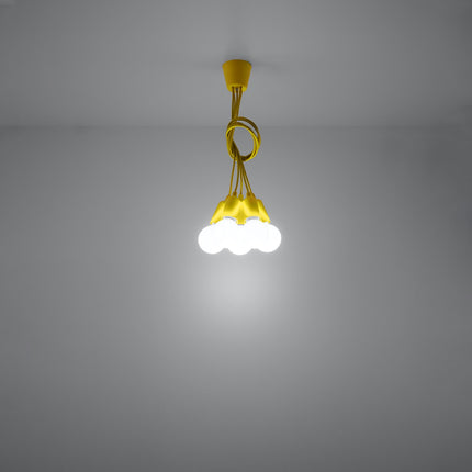 Détail des câbles et de la rosace de plafond de la suspension Ligne Pure jaune