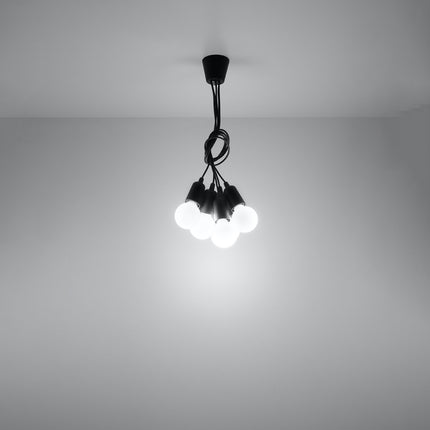 Détail des câbles et de la rosace de plafond de la suspension Ligne Pure noire