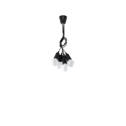 Détail de la grappe de cinq douilles noires de la suspension Ligne Pure