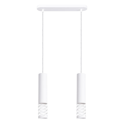 suspension linéaire 2 tubes à embout ajouré spirale blanc, packshot sur fond blanc