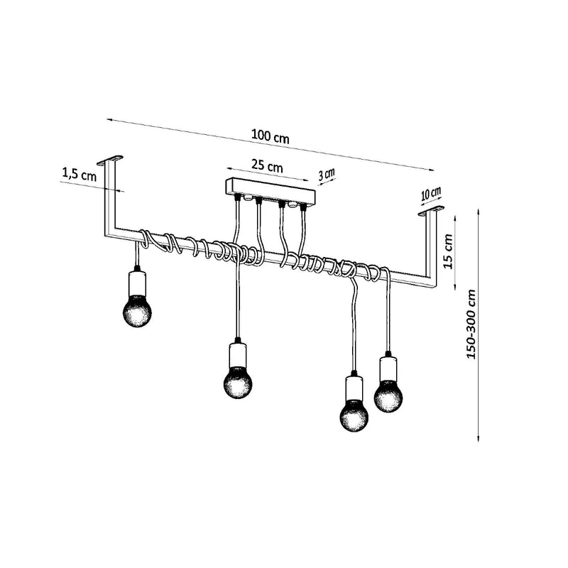 Dimensions Entrelacs 4-Light Black Metal Pendant Light