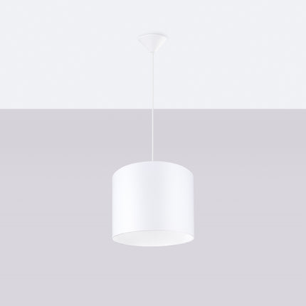 Suspension Loft Cylindrique Blanche 30 cm, vue de face avec son point d'accroche