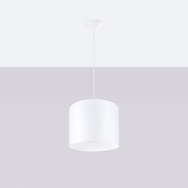 Suspension Loft Cylindrique Blanche 30 cm, vue de face avec son point d'accroche