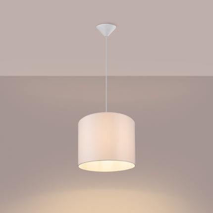Suspension Loft Cylindrique Blanche 30 cm, vue de profil sur fond blanc
