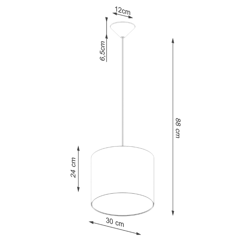 Dimensions Suspension Loft Cylindrique Blanche 30 cm