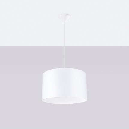 Suspension Loft Cylindrique Blanche 40 cm, vue de face avec son point d'accroche