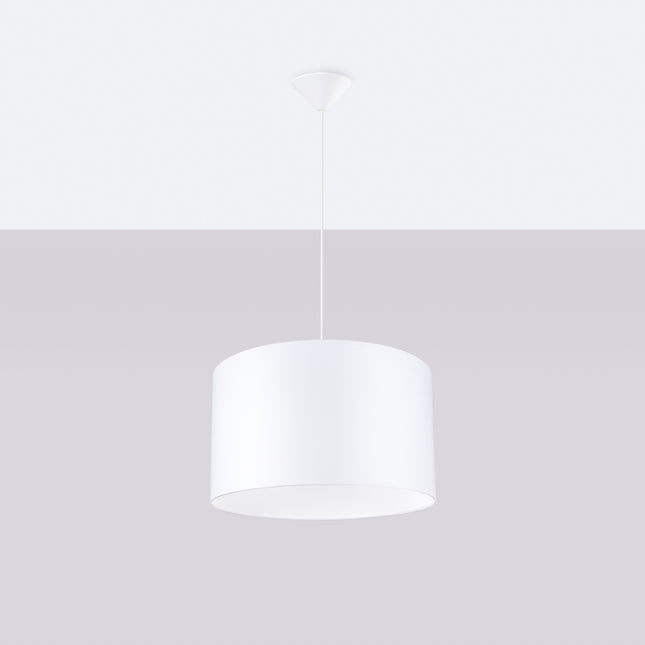 Suspension Loft Cylindrique Blanche 40 cm, vue de face avec son point d'accroche
