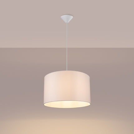 Suspension Loft Cylindrique Blanche 40 cm, vue de profil sur fond blanc