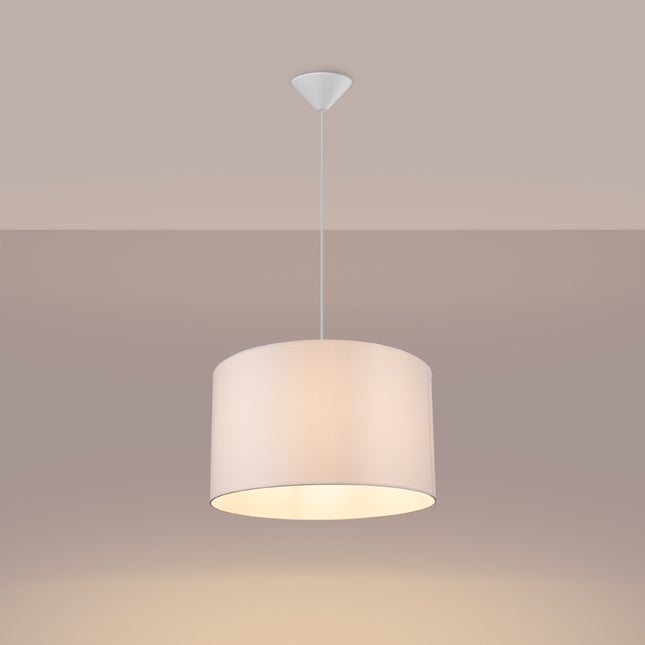 Suspension Loft Cylindrique Blanche 40 cm, vue de profil sur fond blanc