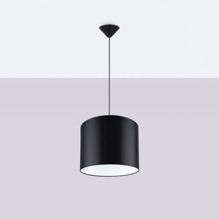 Suspension Loft Cylindrique Noire 30 cm, vue de face avec son point d'accroche