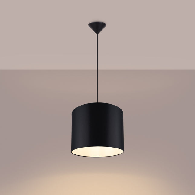 Suspension Loft Cylindrique Noire 30 cm, vue de profil sur fond blanc